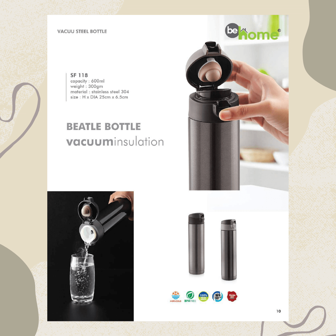 BeHome Beatle Vacuum Steel Water Bottle SF118