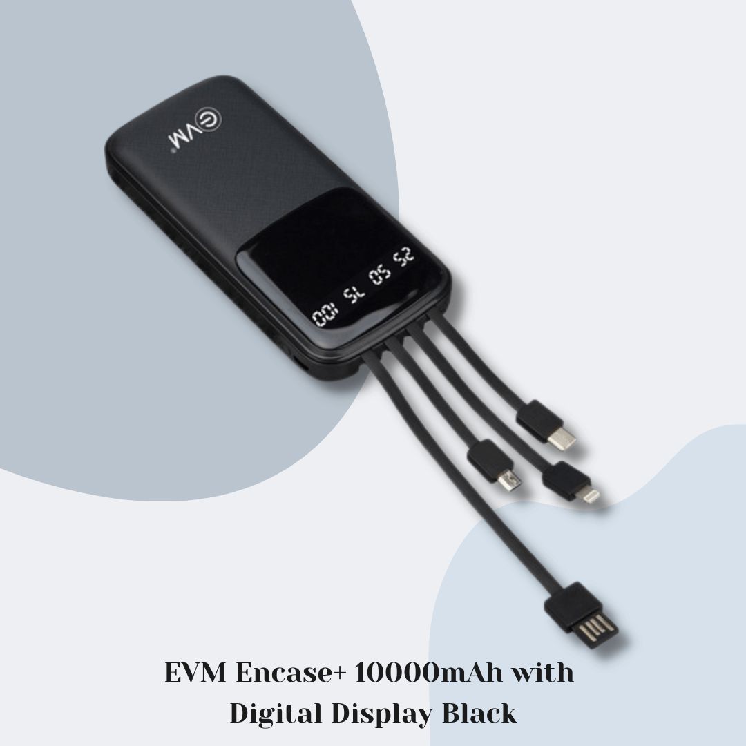 EVM Encase Pro 10000mAh Powerbank with Mobile Stand Black